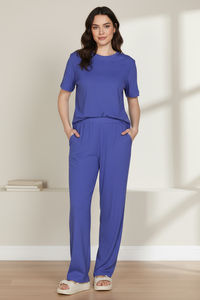 Zivame 2 Mile Fashion Knit Poly Loungewear Set - Iris Bloom — thumbnail 4